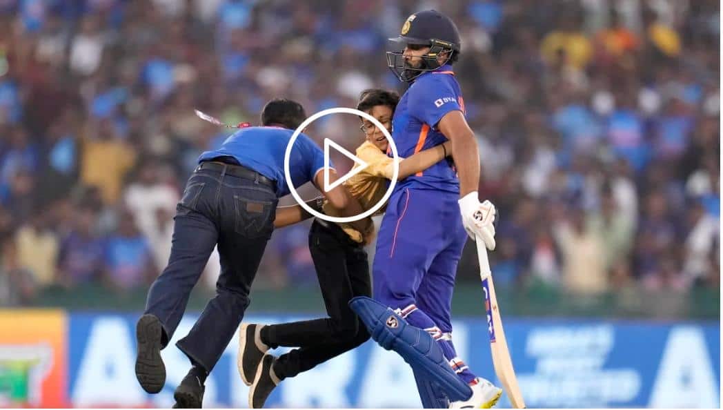 [WATCH] When A Young Fan Invaded Field To 'Hug' Rohit Sharma
